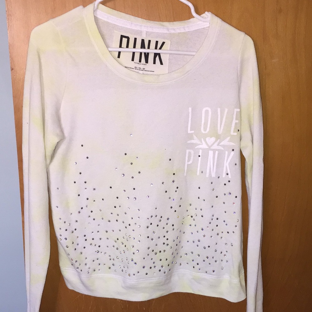 Vs pink yellow and white tie dye sweatshirt